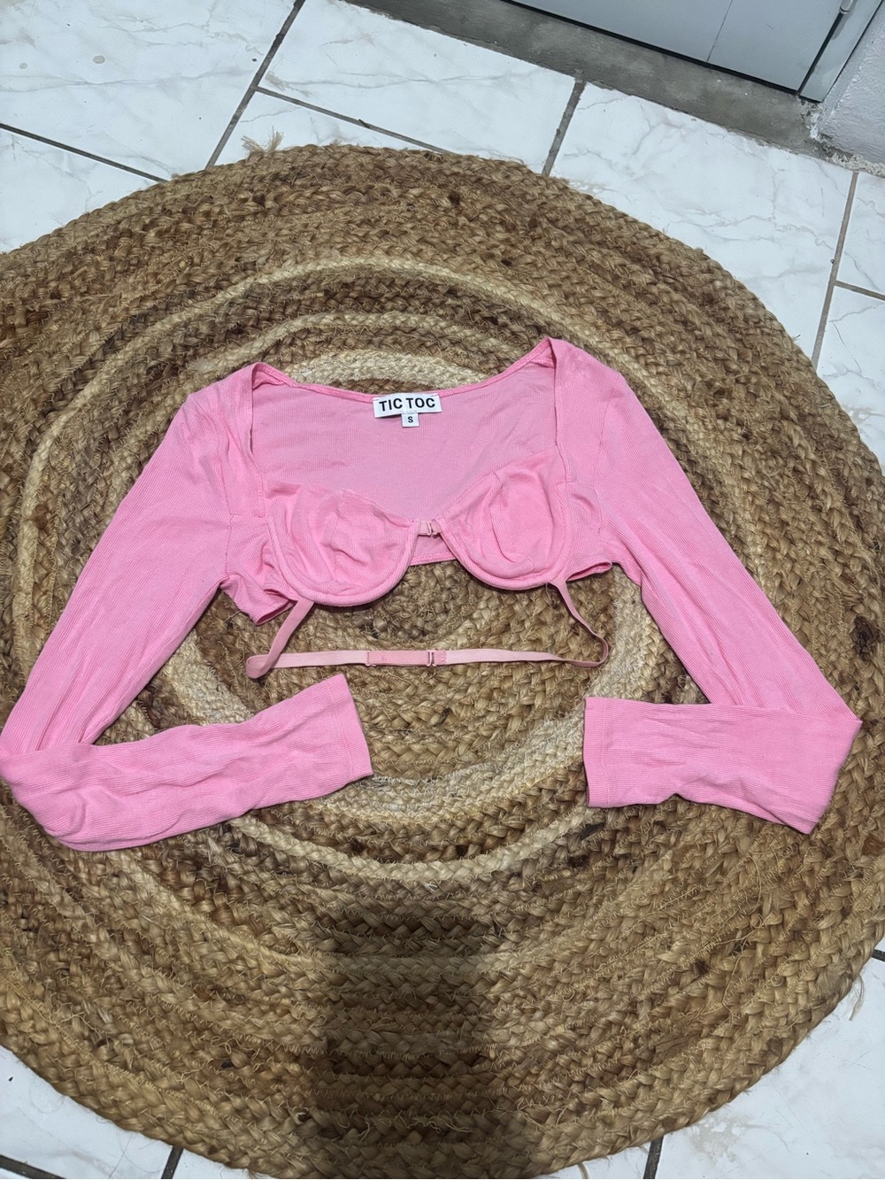 TIC TOC Pink Long-Sleeve Crop Tank Top